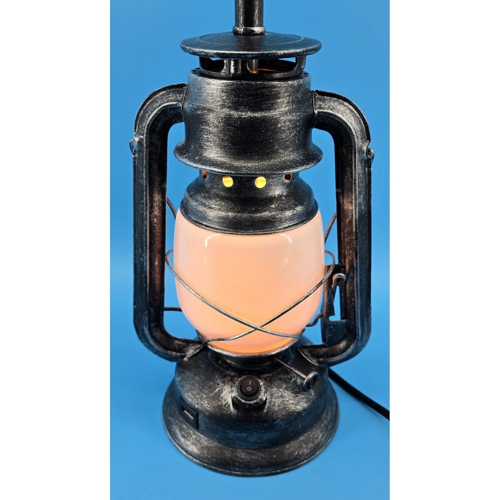 Lantern Table Lamp Living Room Metal & Plastic Touch Dimmable Farmhouse Rustic - Picture 3 of 8